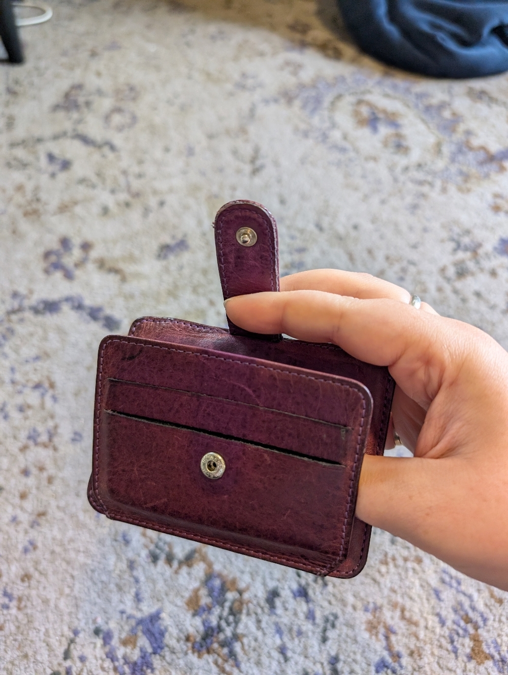 Vintage Burgundy Leather Card Holder - Picture 3 of 5